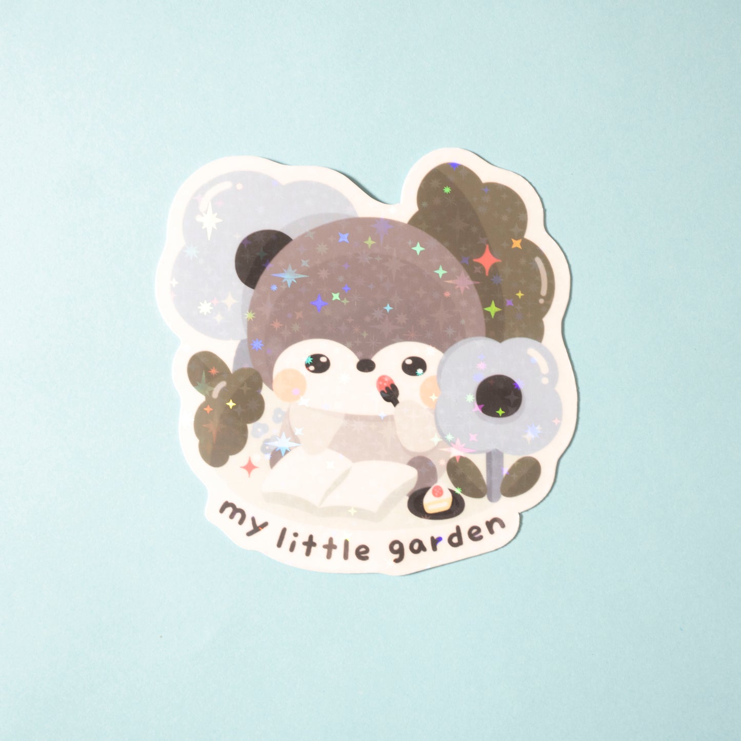 Penguin in its Little Garden Holo Vinyl Sticker